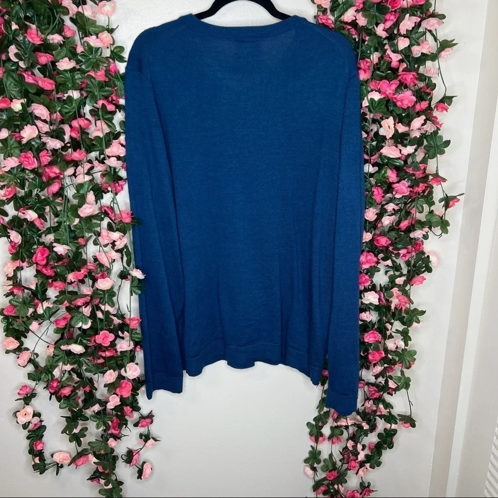 Apt.9 Blue V-Neck Merino Wool Sweater Mens 2XL Casual Business Work Office
